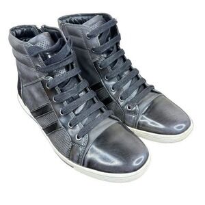Kenneth Cole Mens Size 9M Down N Out‎ Grey Leather Hi-Top Sneakers Shoes